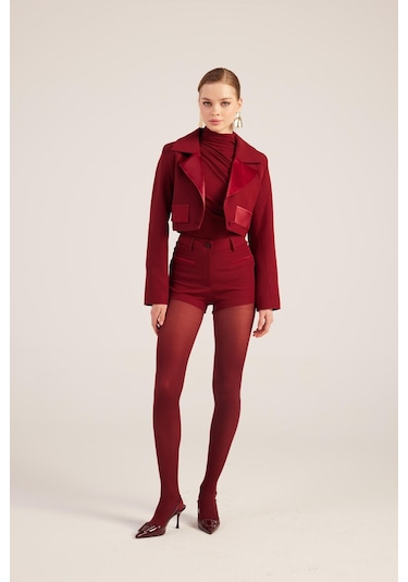 Holly Lolly Yüksek Bel Fermuarlı Mini Bailey Şort Bordo