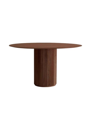 Breeze Yuvarlak Ahşap Bohem Masa 120x120 Ceviz