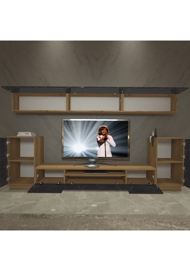 Decoraktiv Trendstyle 9 Mdf Tv Ünitesi Tv Sehpası Pera - Siyah Mermer