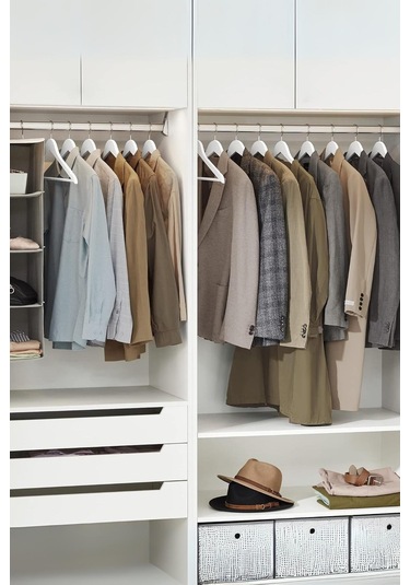 6 Lı Ahşap Görünümlü Askı Beyaz 44 Cm Beyaz