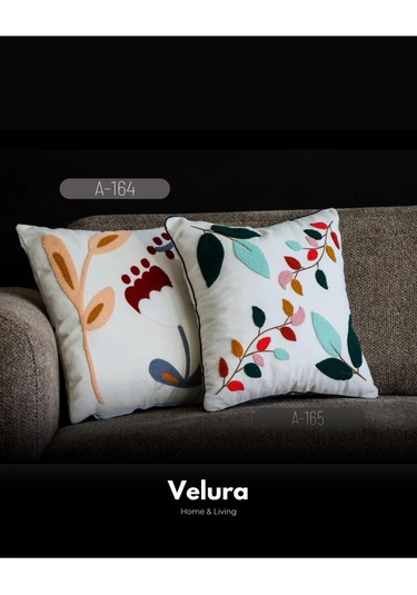 Dekoratif Kırlent & Pinterest Kırlent & Keten Kumaş - Nakış İşleme & A164-a165 Turuncu - Beyaz