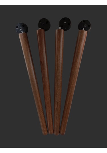 4 Adet Ceviz Boyalı Ahşap Konik 45 Cm Zigon,orta Sehpa,puf,komidi