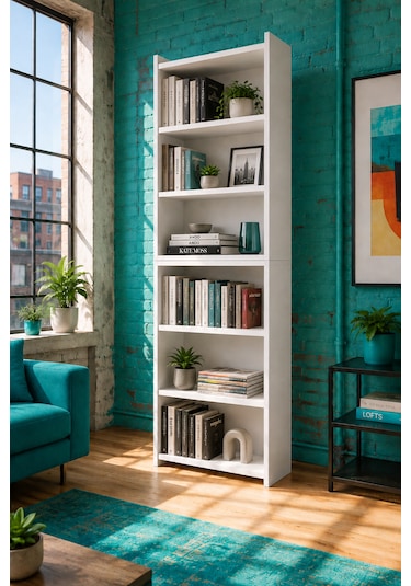Nova 6 Raflı Beyaz Mdf Modüler Kitaplık