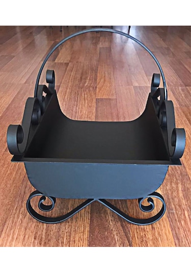 Siyah Şık Dekoratif Şömine Odunluk