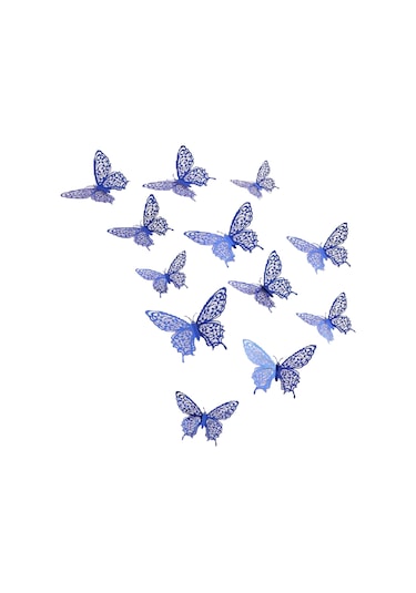 Youmex 12 Adet 3d Kelebek Işıklı Duvar Sticker - Su Geçirmez, Isı Dayanıklı, Yeniden Kullanılabilir Pencere Dekoru Abs Plastik, Çok Renkli Mavi