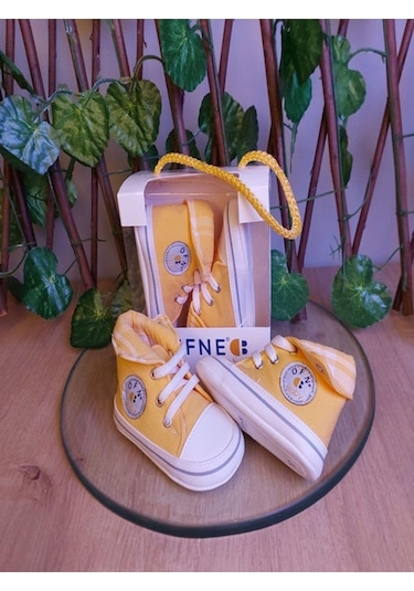06-9 Aylık 18 Numara Hediyelik Spor Bebek Babet Ayakkabı-612 Sarı