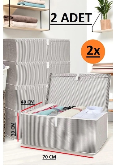 İnci Collection 2 Adet Kapaklı Kutu Hurç Mega Boy Plus 70 40 30 Çok Amaçlı Kutu Hurç