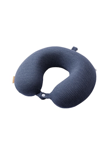 Springsun Yavaş Geri Yayılan Hafıza Köpüklü Seyahat Boyun Yastığı - U Şekilli,华夫网格logo, Yüksek Kaliteli Örgü Kumaş, Yetişkinler İçin, Mavi Koyu Mavi