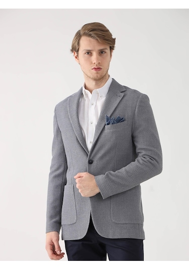 Dufy Gri Erkek Slim Fit Mono Yaka Ceket - 95384 Gri