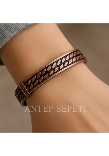 Bakır Çift Burgu Modelli Bileklik Kahverengi