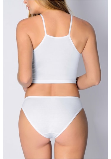 Pamuk Ribana Düz Bikini Beyaz