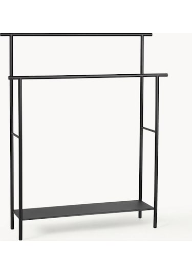 Dora Raflı Metal Banyo Havlu Ve Bornoz Askılığı Siyah