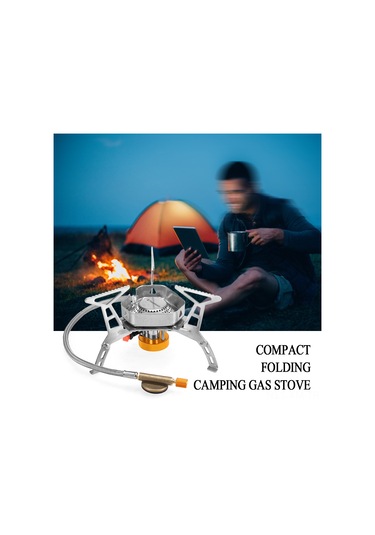 Ximistore9 Kompakt Çekirdekli Folding Çadır Ocağı + 2 Adet Gaz Tankı Adaptörü Seti - Ultralight Dışarı Aktiviteler İçin Gümüş