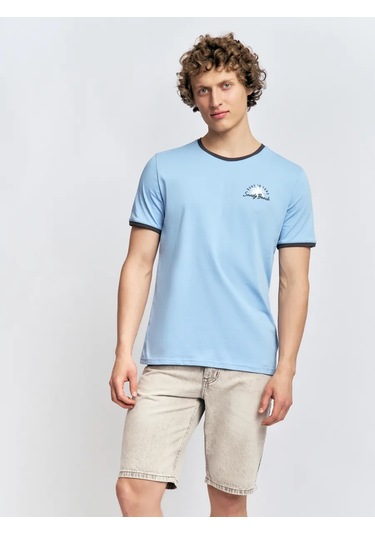 Zolla Erkek Pamuklu Triko Tişört 431696002 Mavi