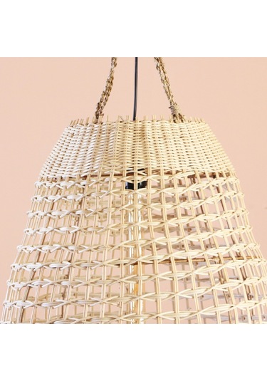 Yansı Doğal Rattan Lamba 51x51 Cm. Bej