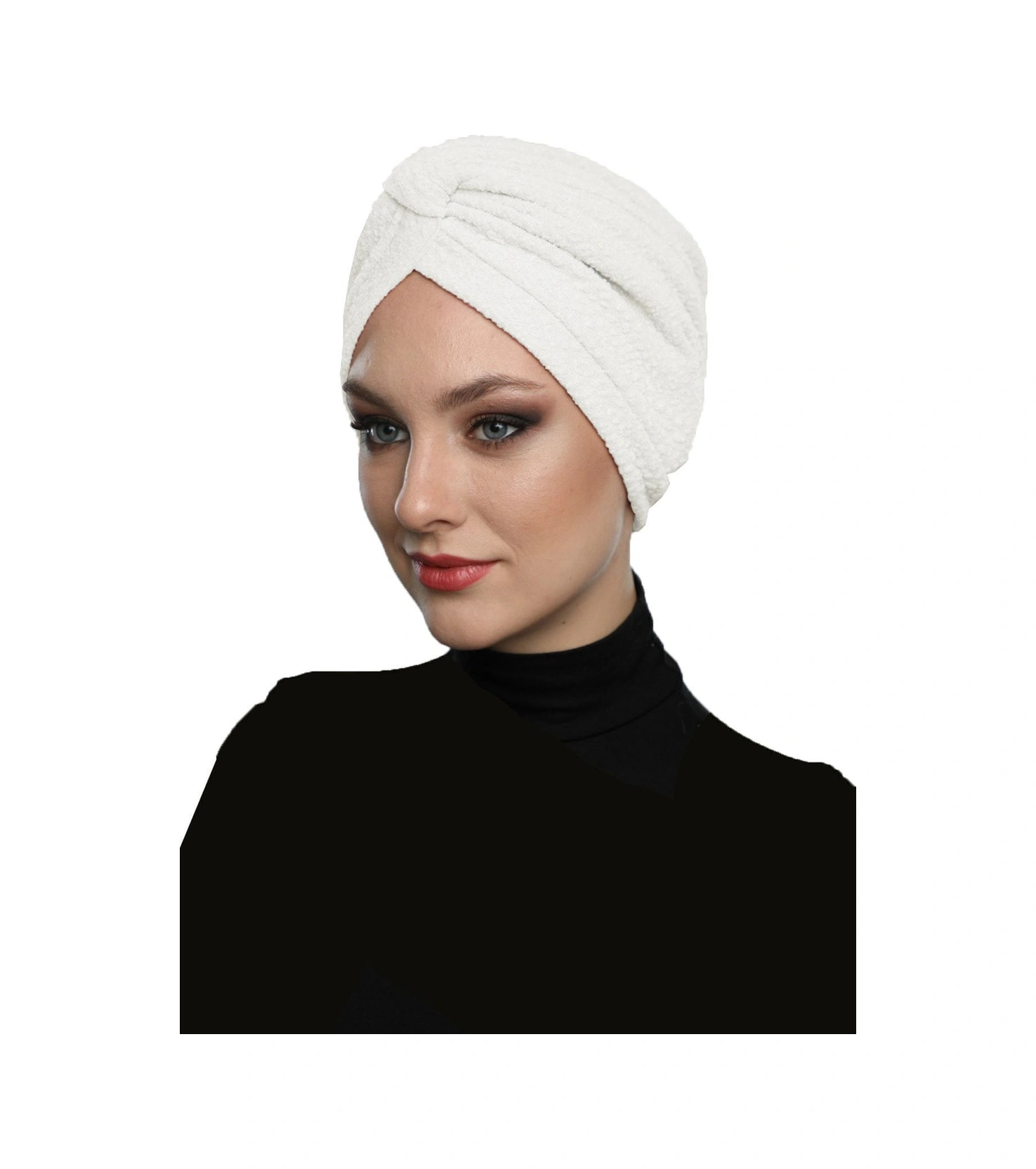 Brokar Bantlı Krem Astarlı Hazır Türban Tesettür Bone Krem