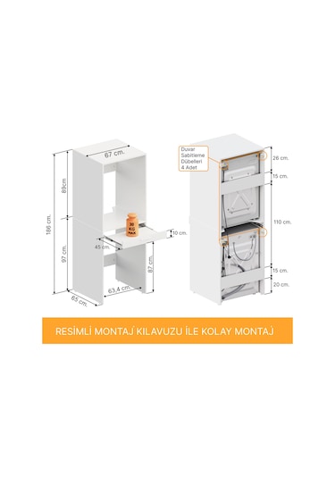 Aqua Bagno Voca Smartbox Çamaşır Ve Kurutma Makinesi Dolabı -çekmeceli Beyaz