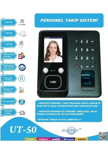 Yüz Tanıma Parmak İzi Şifre Personel Geçiş Sistemi Program Dahil