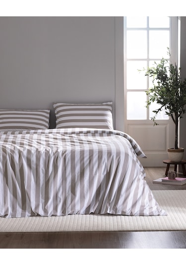 Madame Coco Avignon Çift Kişilik %100 Pamuk Ranforce Baskılı Nevresim Takımı - Bej Ekru