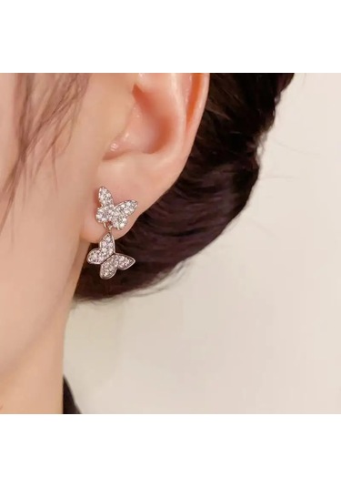 1 Çift Saplama Küpeler Kübik Zirkonya İle, Kadın Moda Piercing Takı Kızlar He Whıte Altın-renk 1.50 CM-Gümüş