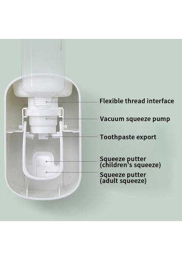 Ulzyvf Yetişkinler Tuvalet Sıkacağı Otomatik Monte Macunu Gri Eller Duvara Diş Dağıtıcı Çocuklar İçin Pratik Beyaz Banyo Aksesuarı Cg Beyaz