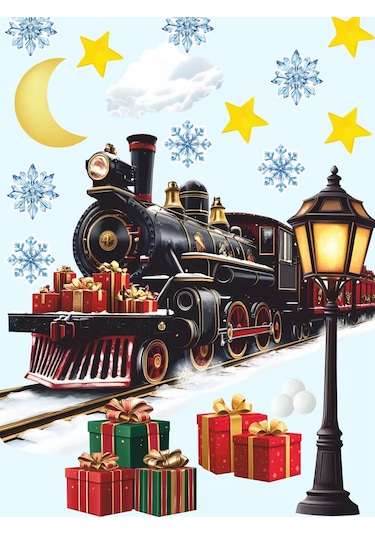 Sticker Home Yılbaşı Treni Dekoratif Çıkartmaları 259296066 Kırmızı