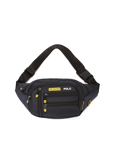 Newish Polo Erkek Usb Kulaklık Çıkışlı Crossbody Çapraz Göğüs Omuz Ve Bel Çantası New328 Siyah - Sarı