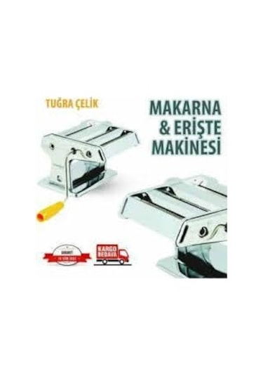 Tuğra Çelik No 180 3 Amaçlı Erişte Kesme Makarna Yufka Makinesi Gümüş