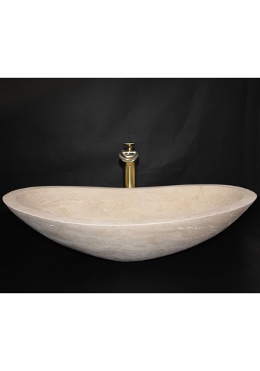 Traverten Elips Kayık Lavabo