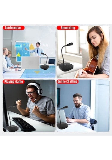 Mufunye Masaüstü Bilgisayar Mikrofonu Usb Kablolu Mikrofon 360 Derece Çok Yönlü Kondenser Mikrofonu Sessize