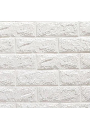 Yapışkanlı Sünger Beyaz Tuğla Duvar Kağıdı Paneli 70X77 Cm 6 Adet