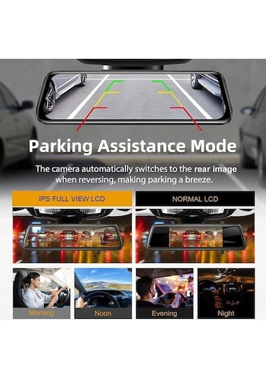 Gebibd 10 Hd 1080p Çift Lens Araç İçi Kamera, Gece Görüşü, Ön Ve Arka Ters Kamera