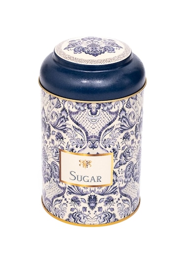 Azulejos Sugar Desenli Yuvarlak Metal Kutu, 10.5 X 15 Cm, 1.1 Lt