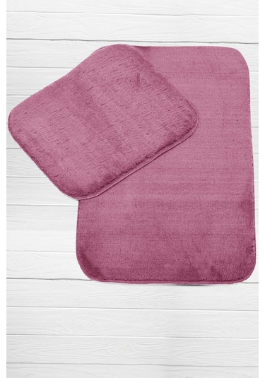 Elart Banyo Paspas Takımı 2li kaydırmaz tabanlı peluş doly mürdüm Mürdüm