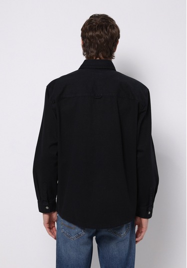 Colins Comfort Fit Shirt Neck Düz Erkek Siyah Shacket Cl1076729 Q1.v1 Blk Siyah