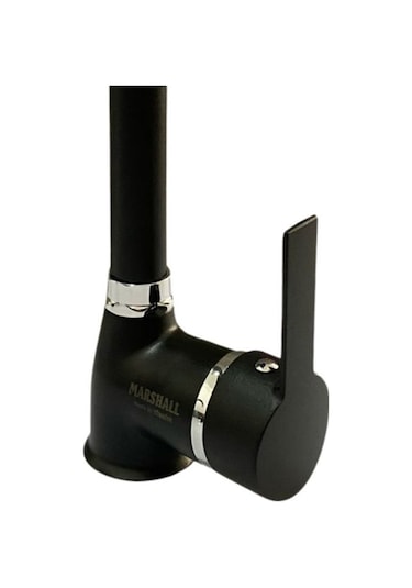 Rudi Armatür Lüx Pirinç Malzeme 360 Döner Gövdeli Siyah Lavabo Bataryası Siyah