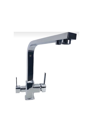 İsaoğlu Yapı Arıtmalı Mutfak Bataryası Evye Musluğu Arıtma Cihazlarına Uygun Kare Armatür Silver Gümüş Gümüş