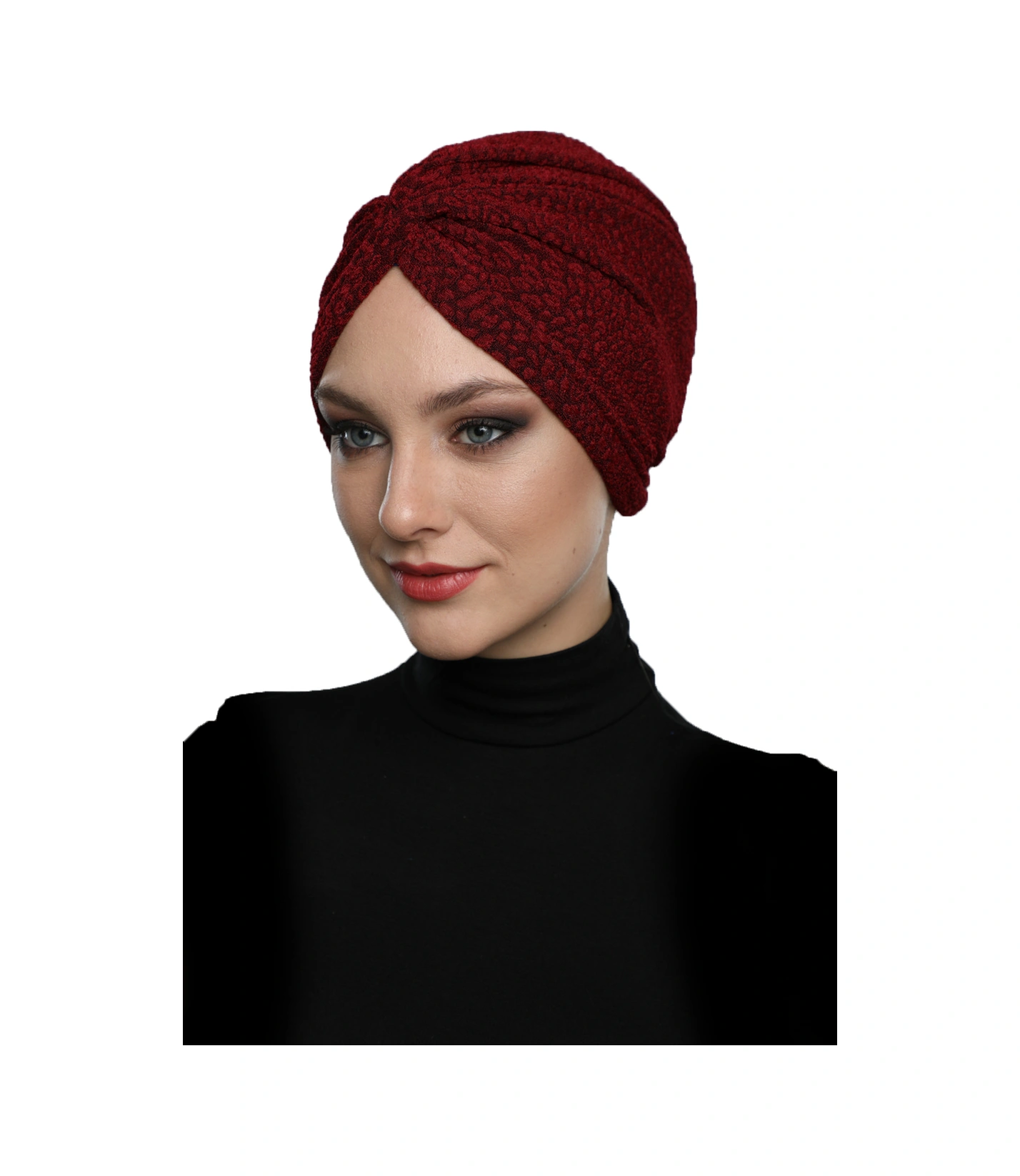 Brokar W Bordo Hazır Türban Tesettür Bone Bordo