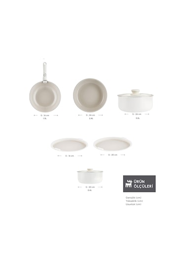 Karaca x Refika Swiss Crystal Almond Cream Easy Clıp 9 Parça Tencere Seti Ind