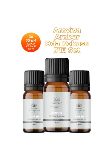 Amber Çiçeği Esansiyel Uçucu Koku Yağı Buhurdanlık Yağı Difüzör Esansı 3'lü Set 3x10ml Amber