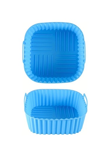 Willowhaven 8 Inç Kare Yapışmaz Silikon Air Fryer Astarı Mavi 1 Adet Fırın Mikrodalga Güvenli Sağlıklı Pişirme