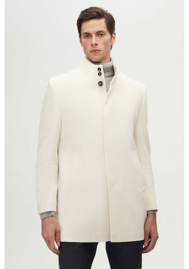 Ds Damat Regular Fit Ekru Hakim Yaka Kaşe Kaban 5hf08ort10002 Ekru