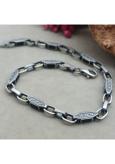 Bir Gümüş Aşkı 925 Ayar Gümüş Grek Desen Bileklik