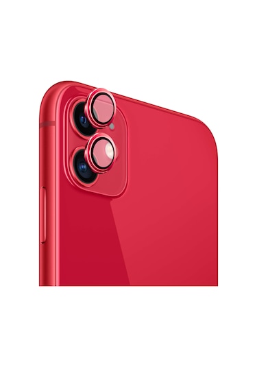 Safeus Safir Temperli Kamera Lens Koruyucu, Apple Uyumlu iPhone 11 İle Kırmızı