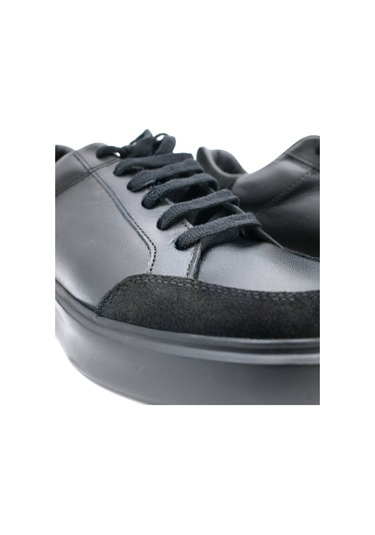 Elevold Man Erkek Hakiki Deri 7 Cm Boy Uzatan Siyah Spor Ayakkabı Siyah
