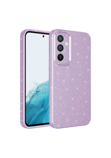 Galaxy Uyumlu A14 Kılıf Kamera Korumalı Simli Lüks Klfs Koton Kapak - Turuncu Turuncu