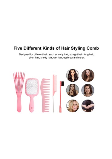 Moveevo Saç Şekillendirici 5 Parça Çok Fonksiyonlu Masaj Tarak Mor