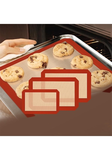 Adet Silikon Pişirme Matı Tekrar Kullanılabilir Pişirme Matı Yapışmaz Kırmızı Kırmızı