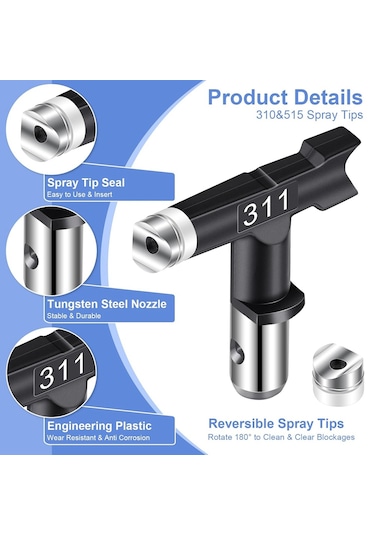 Xurunkeji Adet Havasız Boya Püskürtme Ucu, Havasız Boya Püskürtme Makinesi İçin Tersinir Püskürtme Uçları, Püskürtme Boya Nozulları