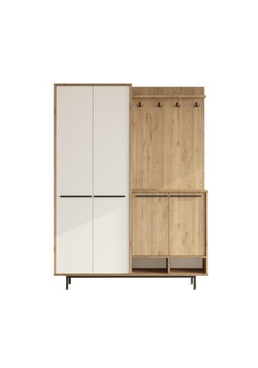 Robin Home Portmanto Vestiyer Ayakkabılık Metal Ayaklı Sepet-beyaz Ahşap - Beyaz